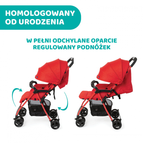 OHLALA 3 Chicco ultra lekki wózek spacerowy, składana rączka, waga 4,2 kg - Red Passion