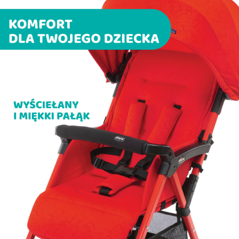 OHLALA 3 Chicco ultra lekki wózek spacerowy, składana rączka, waga 4,2 kg - Red Passion