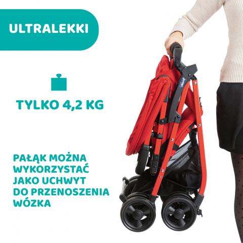 OHLALA 3 Chicco ultra lekki wózek spacerowy, składana rączka, waga 4,2 kg - Red Passion