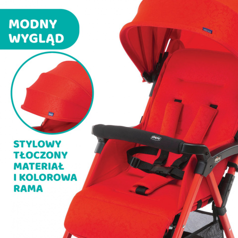 OHLALA 3 Chicco ultra lekki wózek spacerowy, składana rączka, waga 4,2 kg - Red Passion