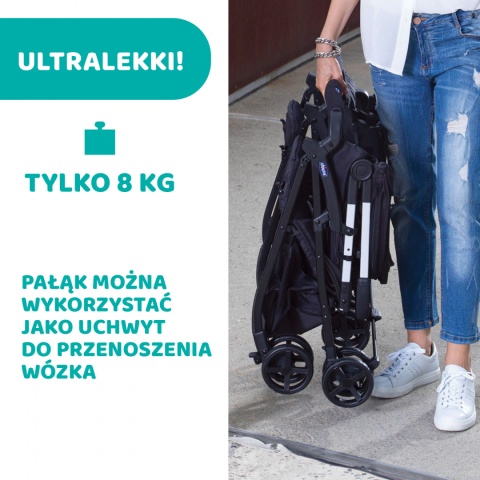 OHLALA TWIN CHICCO Podwójny, lekki wózek spacerowy 8kg - SILVER CAT