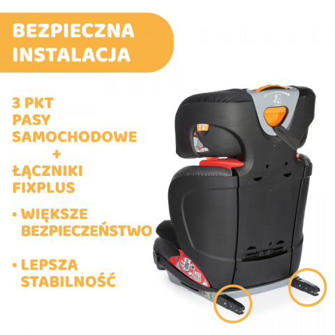 Oasys 2-3 FixPlus Evo Chicco 4* ADAC 15-36kg fotelik samochodowy - Jet black
