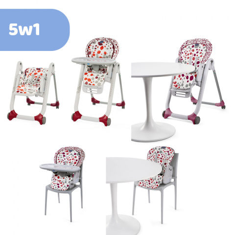 POLLY PROGRES5 5w1 Chicco 0m+ Krzesełko do karmienia - Cherry