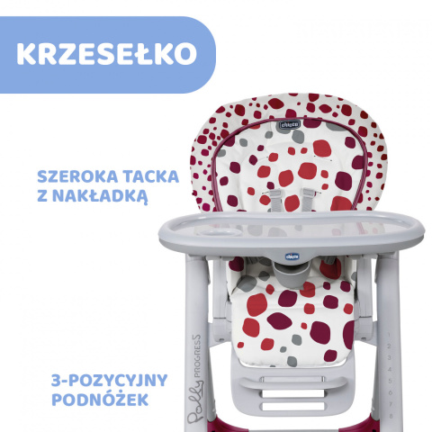 POLLY PROGRES5 5w1 Chicco 0m+ Krzesełko do karmienia - Cherry