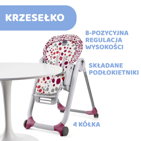 POLLY PROGRES5 5w1 Chicco 0m+ Krzesełko do karmienia - Cherry