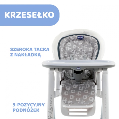 POLLY PROGRES5 5w1 Chicco 0m+ Krzesełko do karmienia - LIGHT GREY