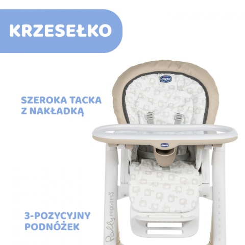 POLLY PROGRES5 5w1 Chicco Krzesełko do karmienia 0m+ - BEIGE