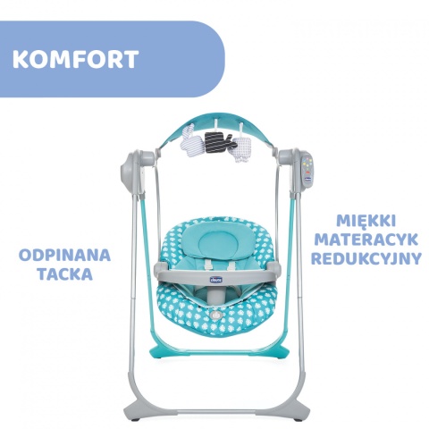 POLLY SWING UP 2w1 Huśtawka Leżaczek CHICCO - TURQUOISE
