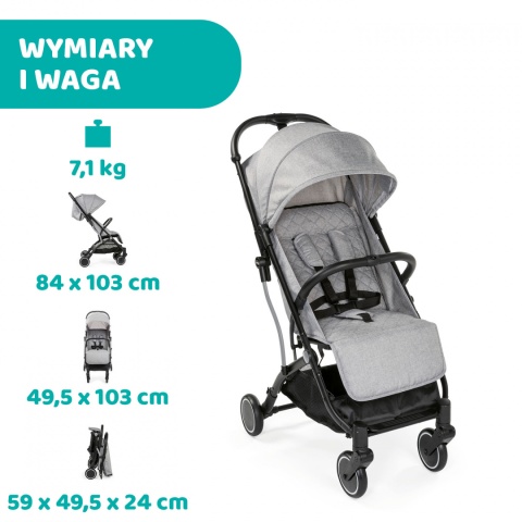 TROLLEY ME CHICCO Wózek spacerowy 7,1kg - LIGHT GREY