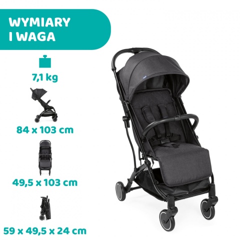 TROLLEY ME CHICCO Wózek spacerowy 7,1kg - STONE