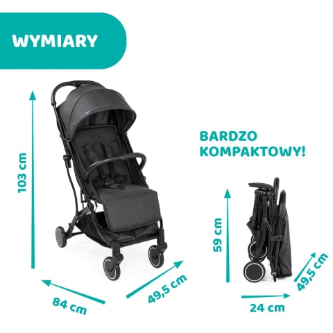 TROLLEY ME CHICCO Wózek spacerowy 7,1kg - STONE