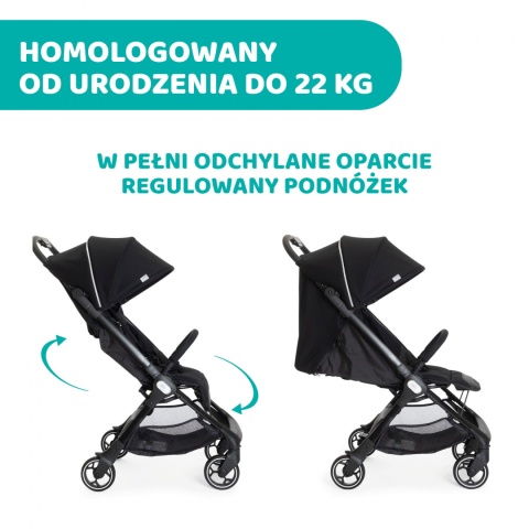 WE Chicco wózek spacerowy do 22kg składany jedną ręką 5,5kg - BLACK