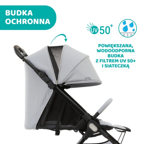 WE Chicco wózek spacerowy do 22kg składany jedną ręką 5,5kg - COOL GREY