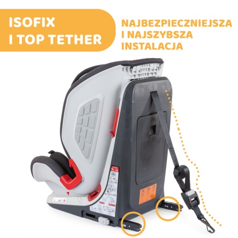 YOUniverse Fix Grupa 1/2/3 9-36 kg Chicco fotelik samochodowy 3* ADAC - Jet Black