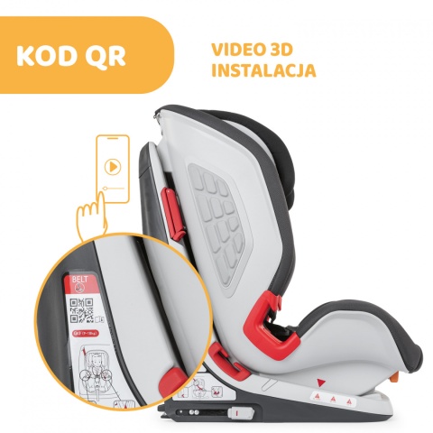 YOUniverse Fix Grupa 1/2/3 9-36 kg Chicco fotelik samochodowy 3* ADAC - Jet Black