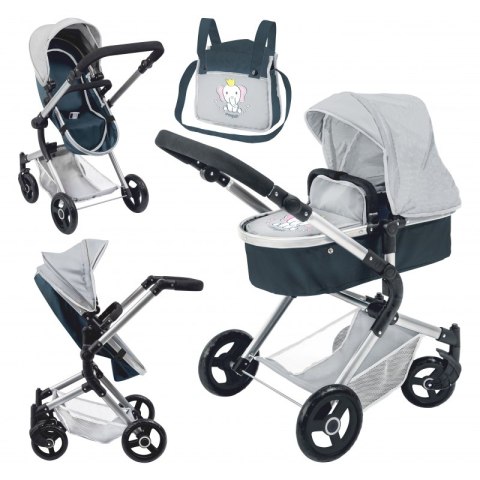 WOOPIE ROYAL Wózek dla Lalek 3w1 GROWING UP Spacerówka Gondola Torba