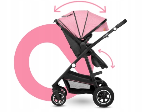AMBER 3w1 Lionelo Wózek wielofunkcyjny z gondolą i fotelikiem 0-13kg - PINK ROSE