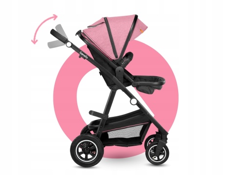 AMBER 3w1 Lionelo Wózek wielofunkcyjny z gondolą i fotelikiem 0-13kg - PINK ROSE