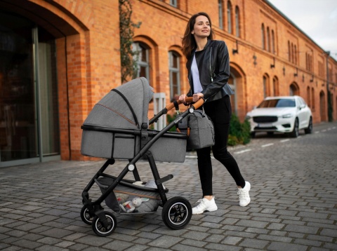 AMBER 3w1 Lionelo Wózek wielofunkcyjny z gondolą i fotelikiem 0-13kg - PINK ROSE