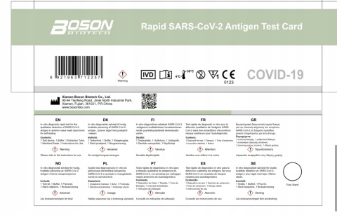 Domowy test antygenowy wymazowy COVID-19 BOSON Biotech