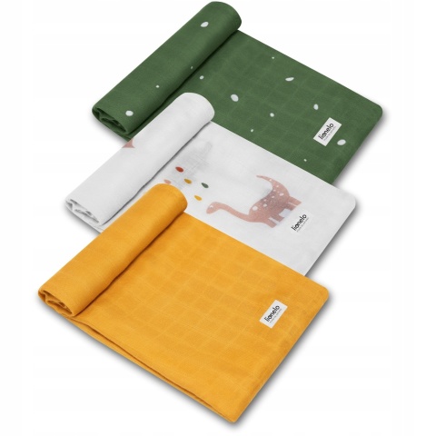 Zestaw 3 pieluszek dla dziecka Lionelo Bamboo Box - DINO