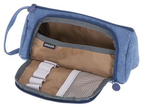 Piórnik szkolny dwukomorowy saszetka kosmetyczka rozkładany 3w1 granatowy