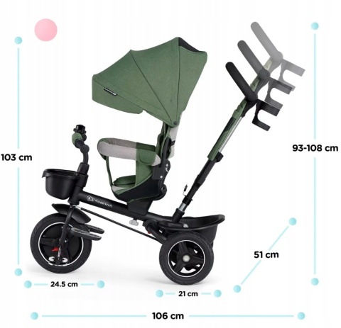 KinderKraft SPINSTEP Składany rowerek trójkołowy 5w1 - Pastel Green