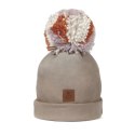 Pom Pom - czapka zimowa ALPACA BOHO Cafe Latte Rust M