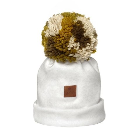 Pom Pom czapka zimowa niemowlęca ALPACA BOHO White Green M