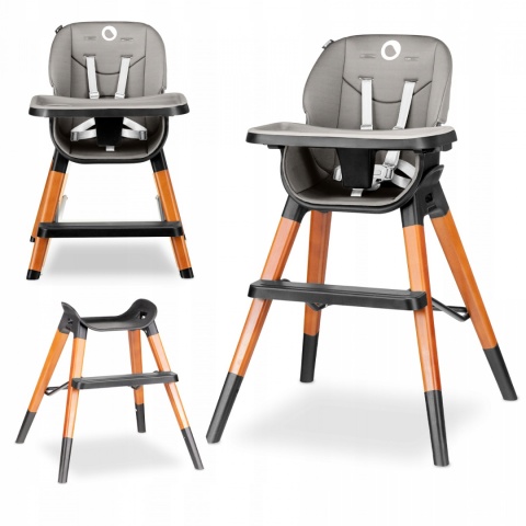 MONA BLACK ONYX krzesełko 4w1 Lionelo do 75kg, dla starszych dzieci, stołek barowy, turystyczne