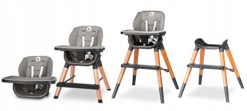 MONA BLACK ONYX krzesełko 4w1 Lionelo do 75kg, dla starszych dzieci, stołek barowy, turystyczne