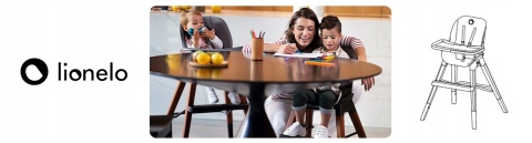 MONA BLACK ONYX krzesełko 4w1 Lionelo do 75kg, dla starszych dzieci, stołek barowy, turystyczne