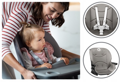 MONA BLACK ONYX krzesełko 4w1 Lionelo do 75kg, dla starszych dzieci, stołek barowy, turystyczne