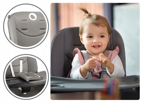 MONA BLACK ONYX krzesełko 4w1 Lionelo do 75kg, dla starszych dzieci, stołek barowy, turystyczne