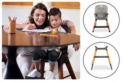 MONA BLACK ONYX krzesełko 4w1 Lionelo do 75kg, dla starszych dzieci, stołek barowy, turystyczne