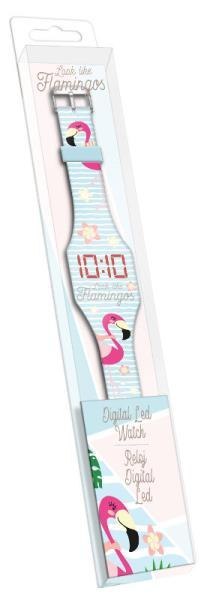 Zegarek cyfrowy z wyświetlaczem LED silikonowy Flamingi KL10102 Kids Euroswan