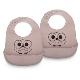 Nuuroo śliniaki silikonowe z kieszonką dla niemowlaka 2 szt Owl Woodrose