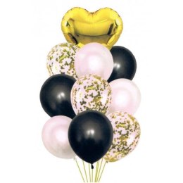 Zestaw balonów i konfetti 30-46cm 10szt niebieskie i perłowe BSC-570