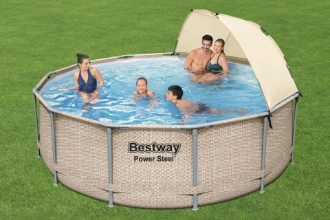 Basen Stelażowy z Daszkiem 13FT 396x107 cm Power Steel BESTWAY