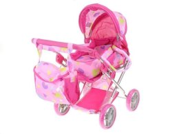 Wózek dla lalek różowy w kolorowe serduszka M2112 123274-549050 ADAR w pudełku