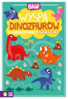 Książka Baw się. Wyspa dinozaurów. Łamigłówki i naklejki ZIELONA SOWA