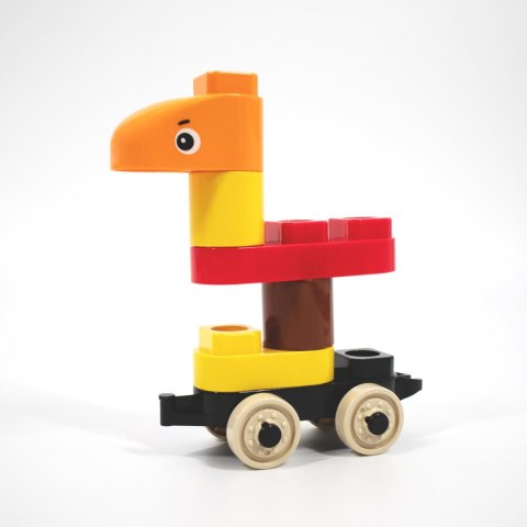 ZWIERZĘTA Z KLOCKÓW NA KOŁACH DLA MALUSZKA 38 EL.