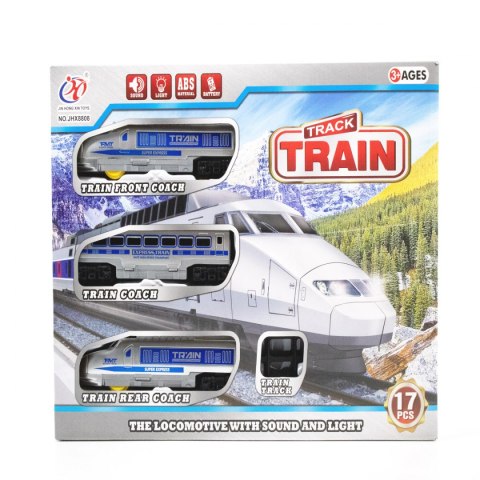 POCIĄG ELEKTRYCZNY ZE ŚWIATŁEM, DŹWIĘKIEM I TORAMI