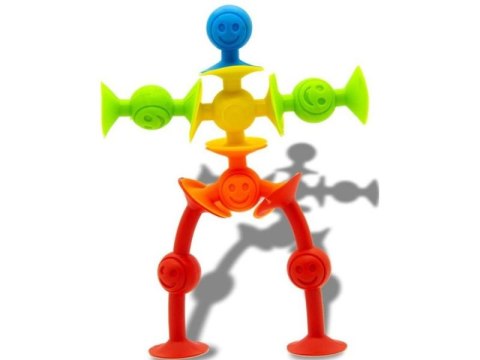 Klocki Konstrukcyjne, Kolorowe Silikonowe Przyssawki, Wesołe Buźki + Ludzik