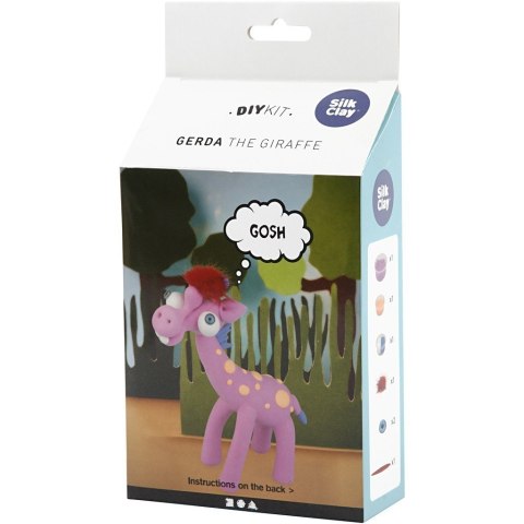 Fioletowa żyrafa z masy Silk Clay