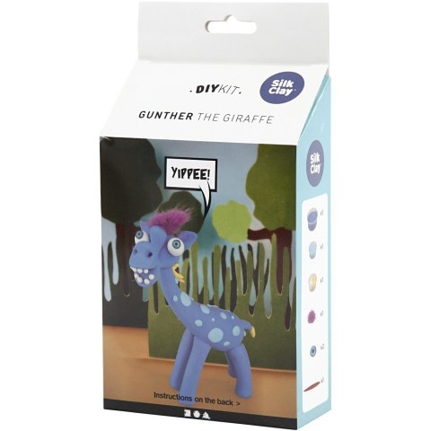 Niebieska żyrafa z masy Silk Clay