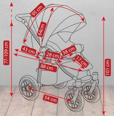 ELF CAMARELO Wózek spacerowy - pompowane koła + torba