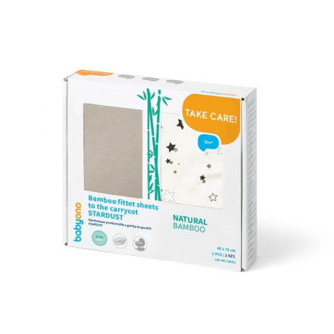 B.O.748/02 Bambusowe prześcieradła z gumką do gondoli 2szt.STARDUST
