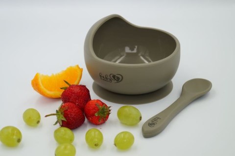 BABY 01178 Miska silikonowa z przyssawką i łyżeczką Sage