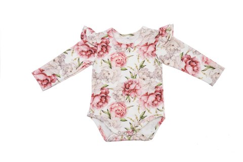 BABY 01192 Body niemowlęce dł rękaw Peonie 68/74